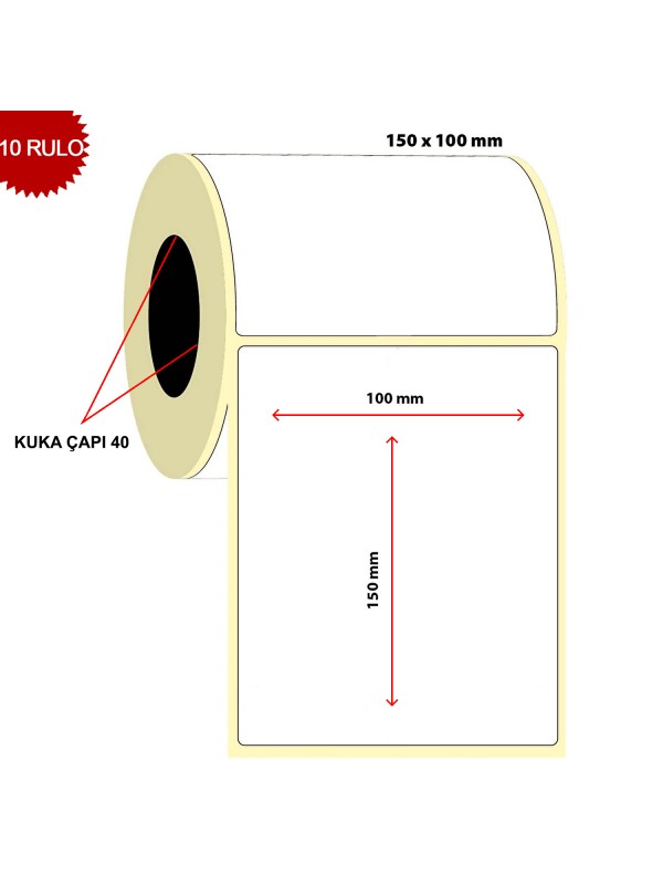 Barkod 100x150 Termal Etiket Eko Termal 250 Sarım 10 Rulo (2500 Adet)…