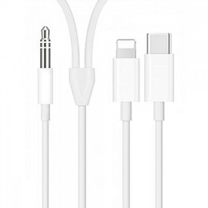 FitPlus Audio MH-CM32 Type-C + Lightning - 3.5mm Aux Ses Aktarım Kablosu