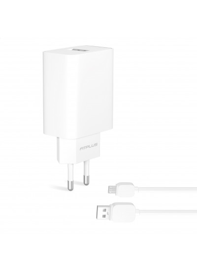 FitPlus Bianca FT-301M QC3.0 Seyahat Şarj Aleti Micro USB Kablo Set 3A