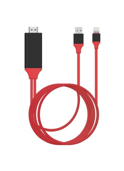 FitPlus Lightning HDMI Kablo HDTV Video ve Şarj Görüntü Aktarım 2mt Kırmızı