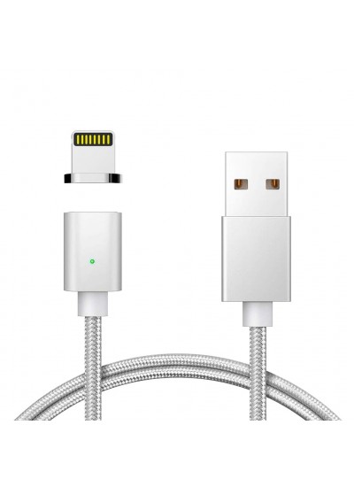 FitPlus Manyetik Mıknatıslı Lightning Hızlı Şarj Kablosu QC 3.0 Silver