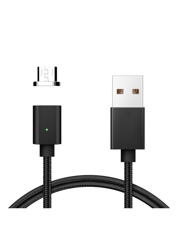 FitPlus Manyetik Mıknatıslı Micro USB Hızlı Şarj Kablosu QC 3.0 Siya…