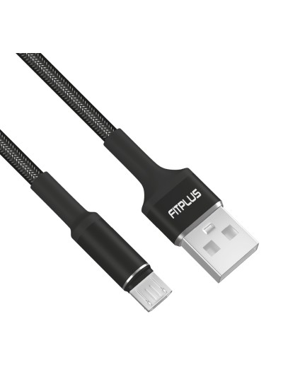 FitPlus Round RS-201 Micro USB Data/Şarj Kablosu 3A 2mt Örgü - Siyah