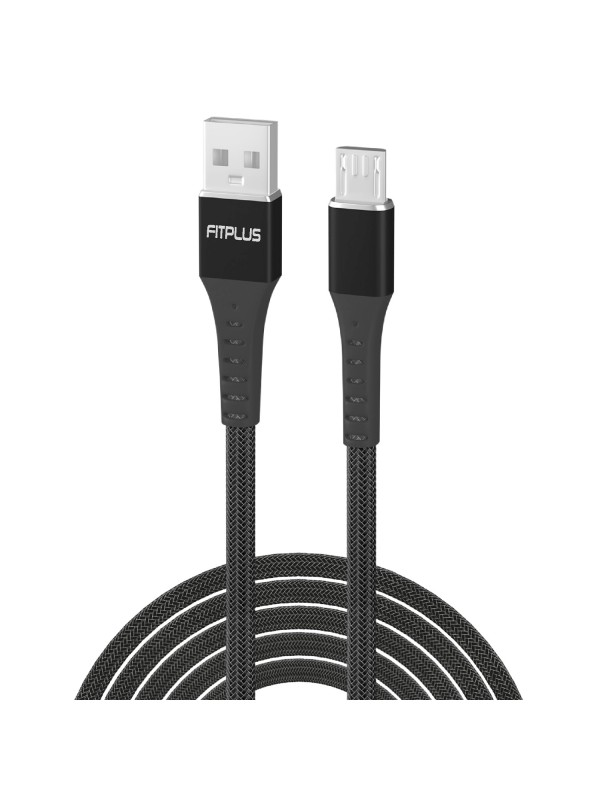 FitPlus Strong ST-111 Micro USB Data/Şarj Kablosu 3A 1mt Örgü - Siy…