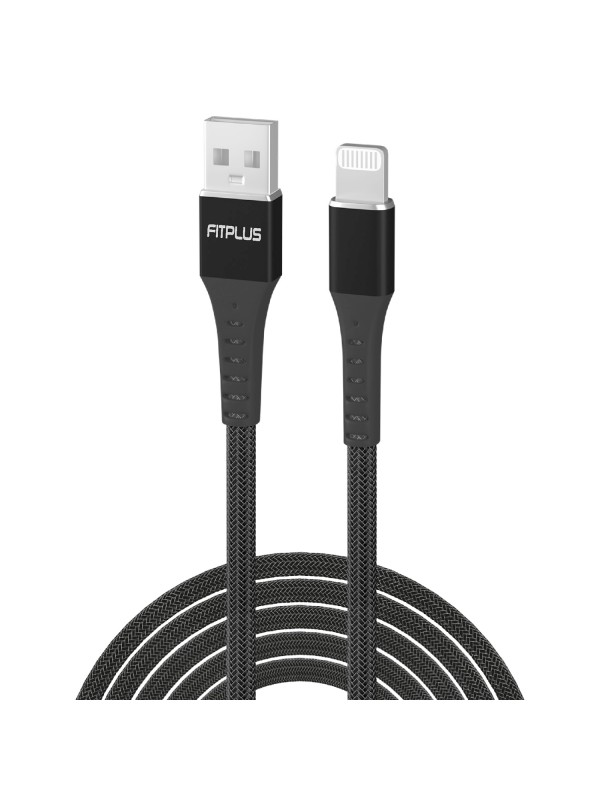 FitPlus Strong ST-112 Lightning Data/Şarj Kablosu 3A 1mt Örgü - Siy…